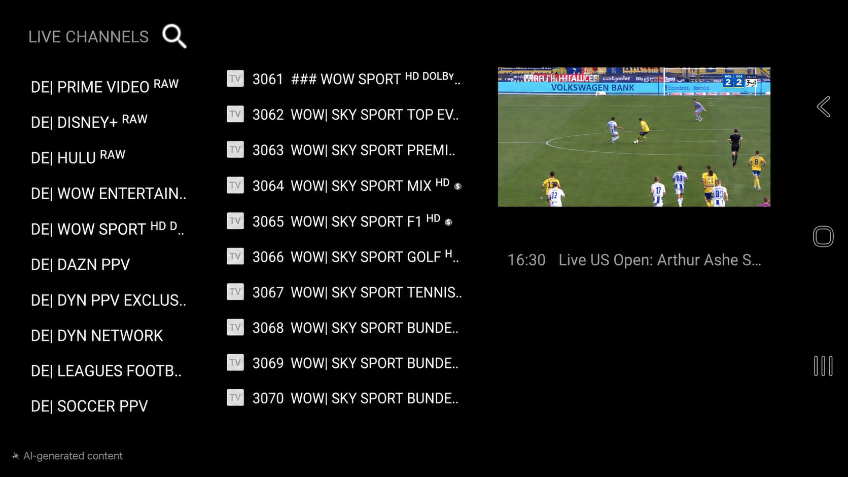 TREX IPTV Live TV preview